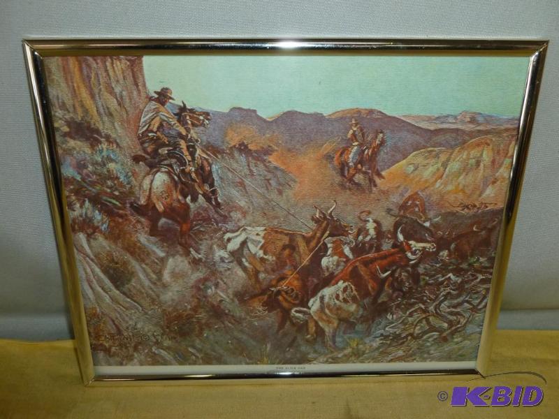 lot 22 image: C.M Russell " The Slick Ear " frame...