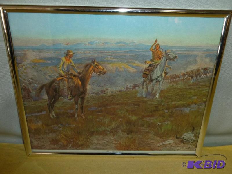 lot 23 image: C.M Russell " Toll Collectors " fra...