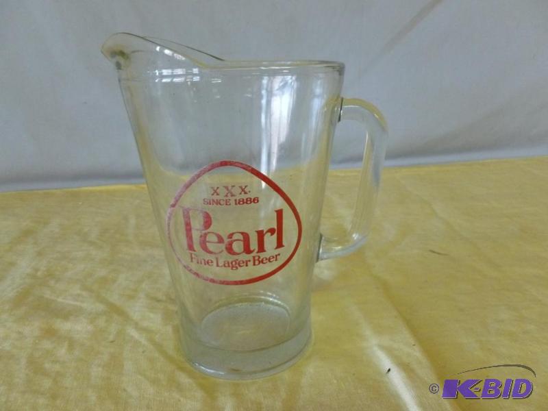 lot 30 image: Vintage Pearl Fine Lager Beer glass pitcher t...