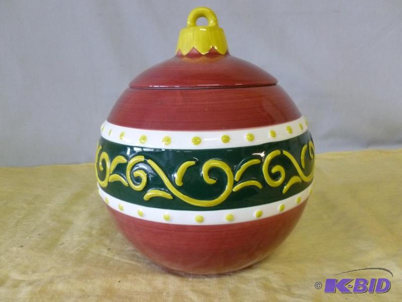 lot 68 image: Large Christmas tree bulb themed porcelain co...