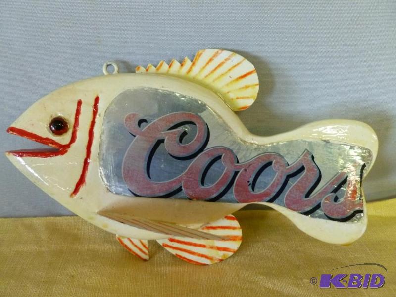 lot 77 image: Custom made hand painted wooden spearing deco...