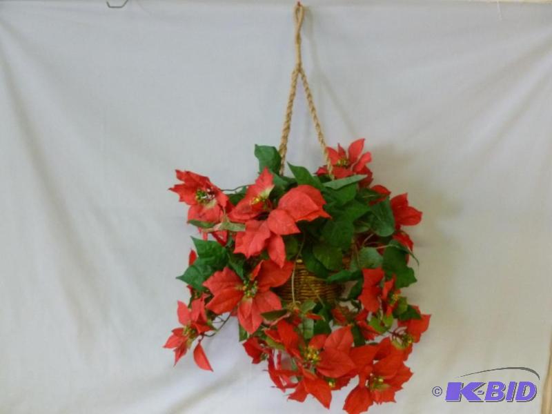 lot 82 image: Beautiful artificial poinsettias hanging plan...