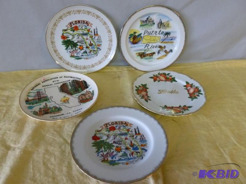 lot 92 image: Lot of five large souvenir plates that measur...