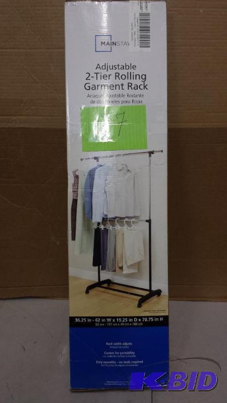 Mainstay Adjustable 2 Tier Rolling Garmet Rack