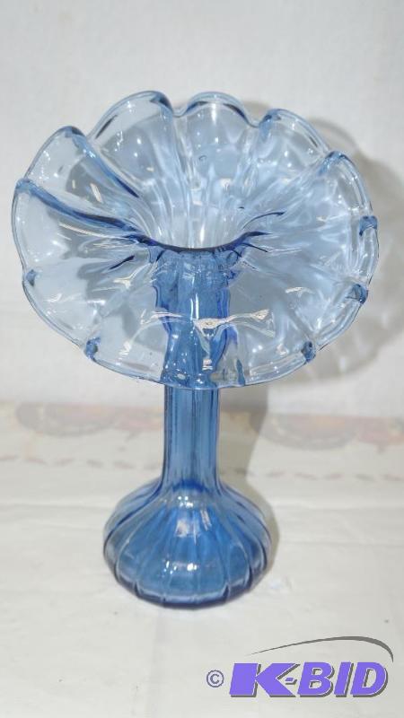 Vintage Hand Blown Glass Blue Vase