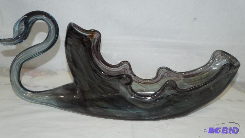 Vintage Hand Blown GrayBlue Swan