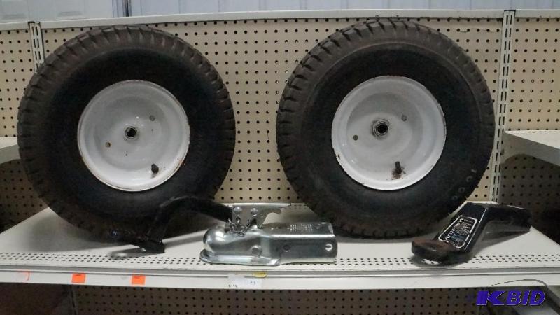 Set of 2 Carlisle Tires on Rims, 2 Trailer Hitches & New 2 Ball for Trailer Pole