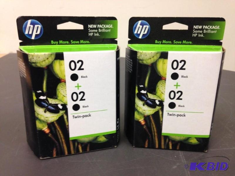 lot 15 image: Lot of (2) NEW Genuine HP 02 Twin-Pack Black ...