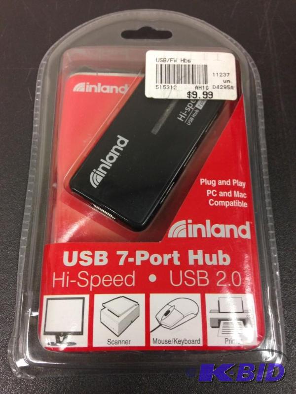 lot 37 image: NEW Inland USB 7-Port Hub Hi-Speed USB 2.0...