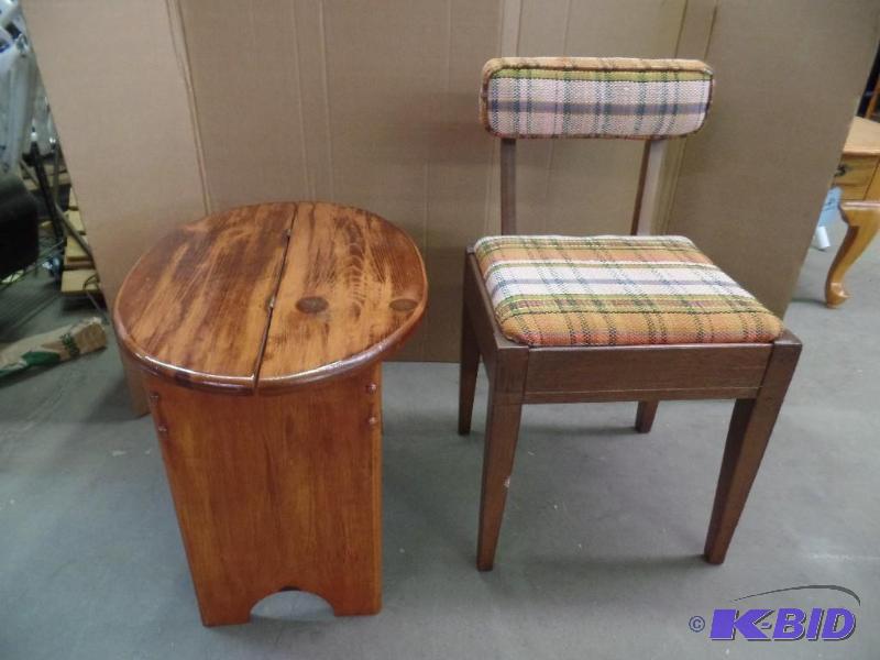 lot 42 image: End Table and Upholstered Chair