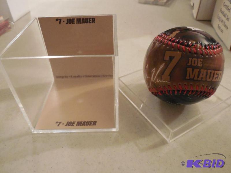 Joe Mauer Baseball with photo from wounded warriors