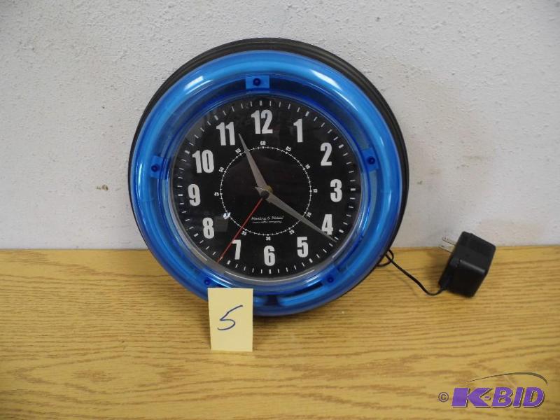 12 Blue Neon Clock