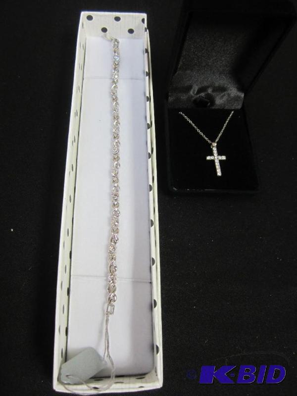 Silver Cross Necklace & XO Bracelet