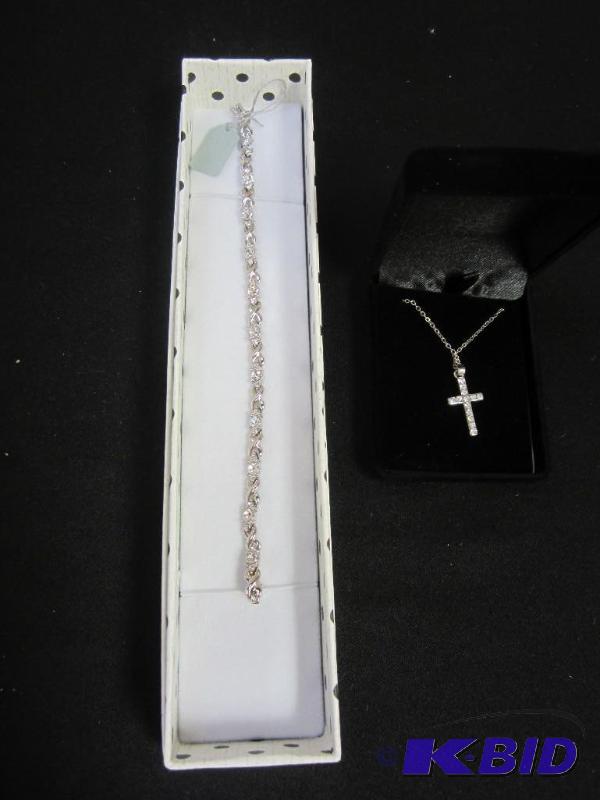 Silver Cross Necklace & XO Bracelet
