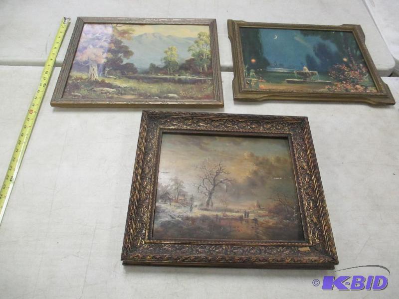 3 Vintage Prints In Frames
