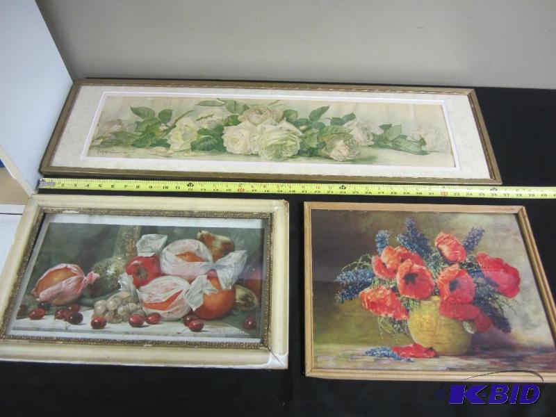3 Vintage Floral And Fruit Prints