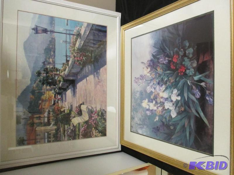 Floral and European Scene Print