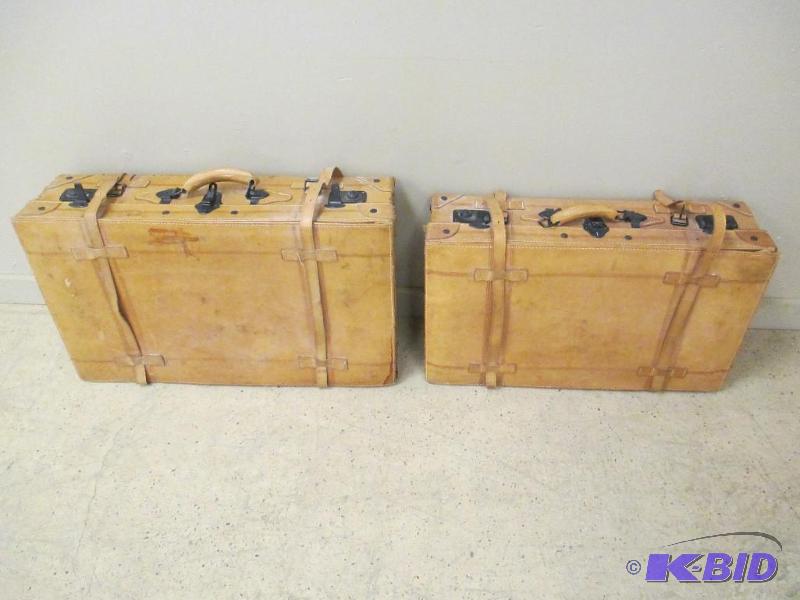 2 Vintage Leather Suitcases