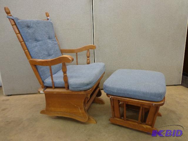 Blue Glider Chair with Footstool   Glides gre...