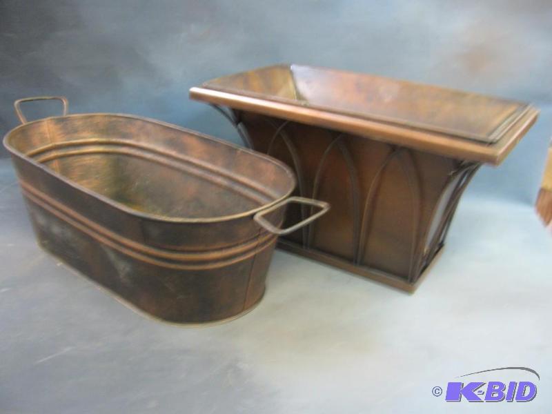 Copper Tub and Plant Box   Plant box is 19&qu...