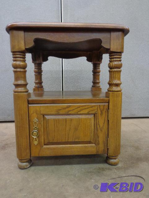 Wooden End Table   Sturdy  Storage in bottom ...