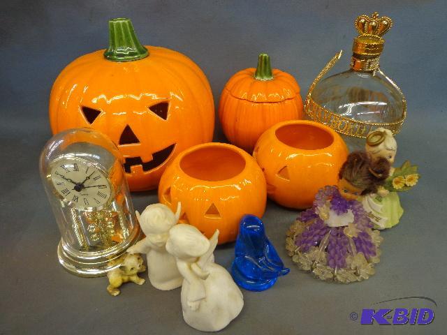 Pumpkin Set (3) and Glass Decanter...