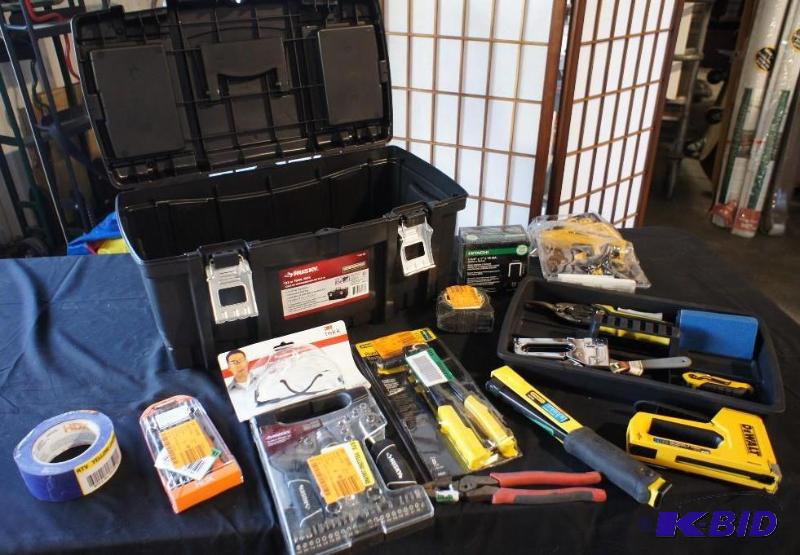 Husky Tool Box with assorted tools - Includes...