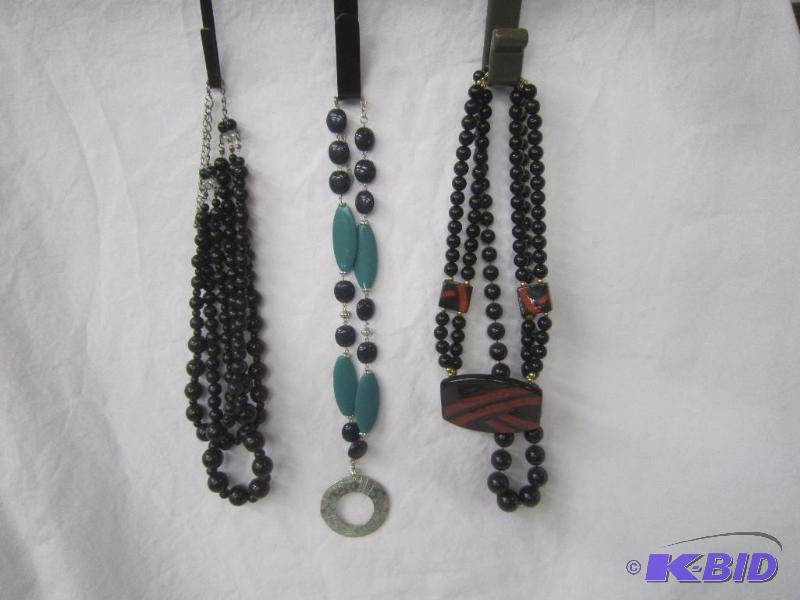 4 Pieces of Jewelry - Necklaces Black, Red and Black, Black & Turquise