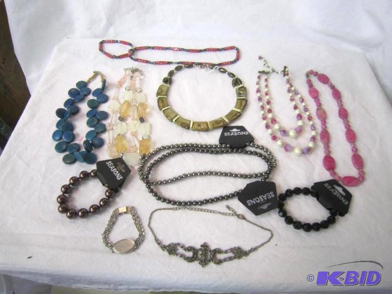 13 Pieces of Jewelry - (4 Bracelets and 9 Necklaces) Mostly NEW