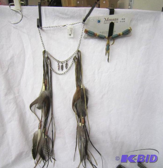 2 Necklaces - Feather Necklace and Gold Feather Charm Neckalce