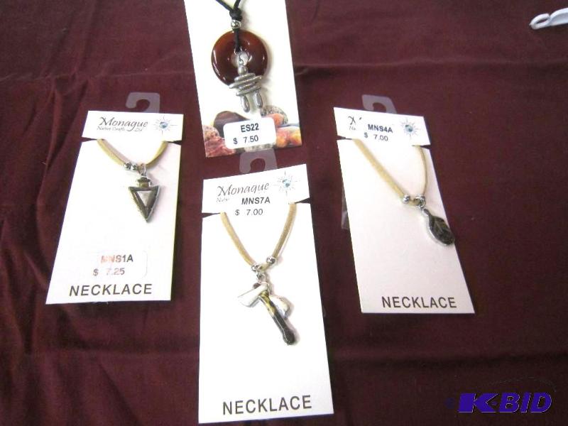 Lot of 4 Necklaces - Native American - Leaf, Hatchet, Stone, Arrow