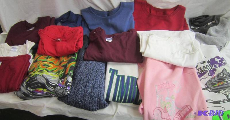 Misc Lot of 15 Clothes - New and Used - Sweatshirts, T Shirts, Sweaters, Tops, Etc