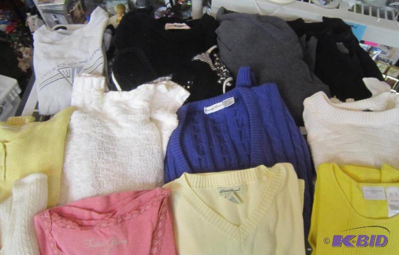 Misc Lot of Clothes - 12 New and Gentle Used Sweaters and Mostly Tops