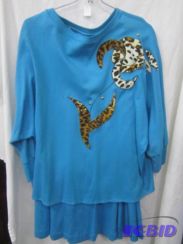 Blue Skrit and Top with Animal Print Aqua Size - 14 or 16