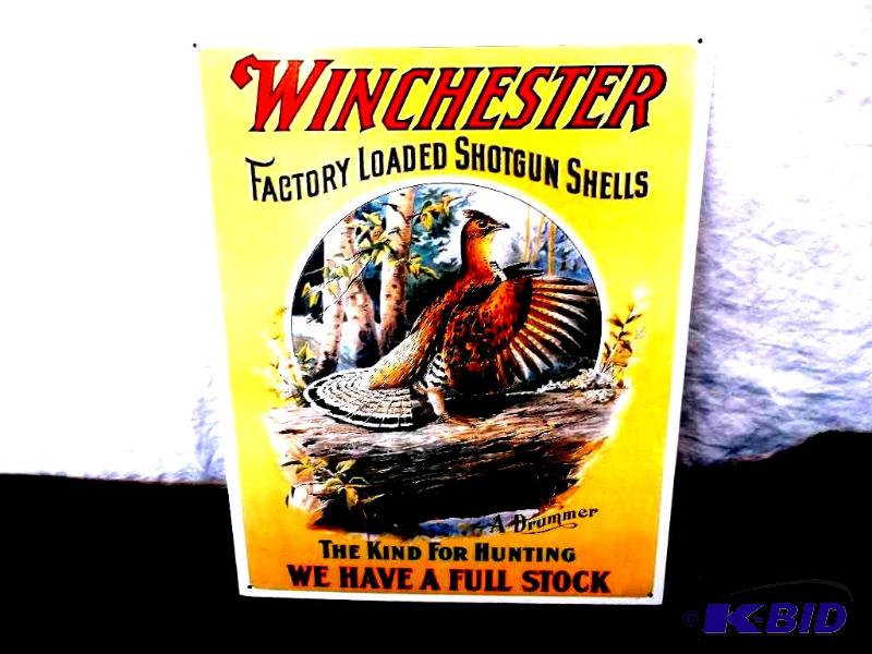 lot 12 image: Collectable Winchester sign measuring 12 12&...