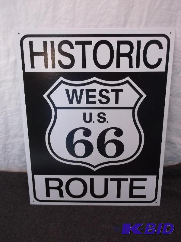 lot 14 image: Collectable Historic Route West U.S. 66 sign ...