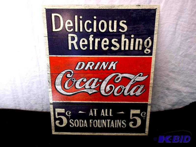 lot 22 image: Collectable Coca Cola sign measuring 12 12&q...
