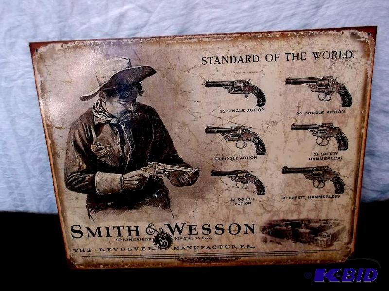 lot 26 image: Collectable Smith & Wesson sign measuring...