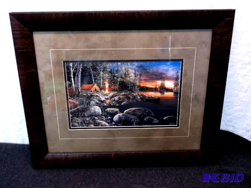 lot 3 image: Beautiful double matted framed print by Jim H...