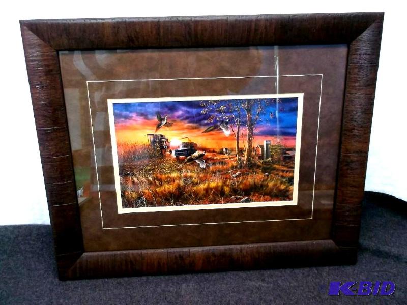 lot 4 image: Beautiful double matted framed print by Jim H...