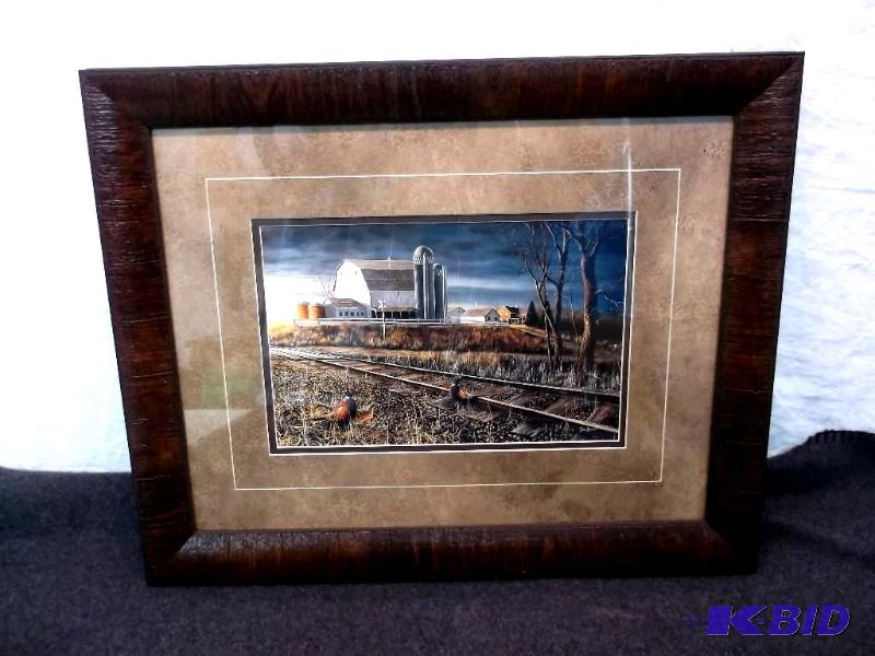 lot 5 image: Beautiful double matted framed print by Jim H...