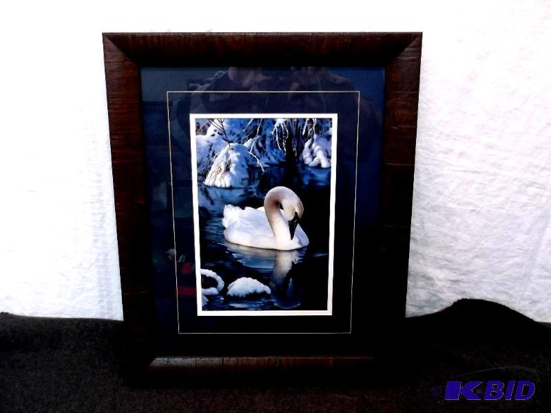 lot 9 image: Beautiful double matted framed print measurin...