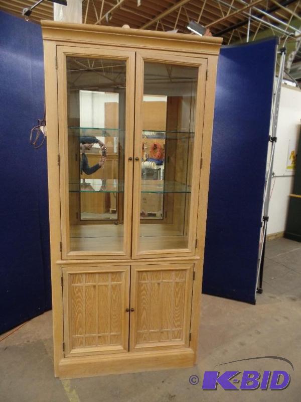 Oak Solids and Veneers Lighted Display Case