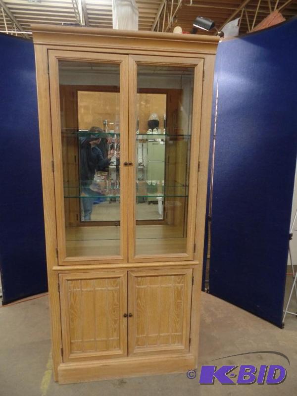 Oak Solids and Veneers Lighted Display Case