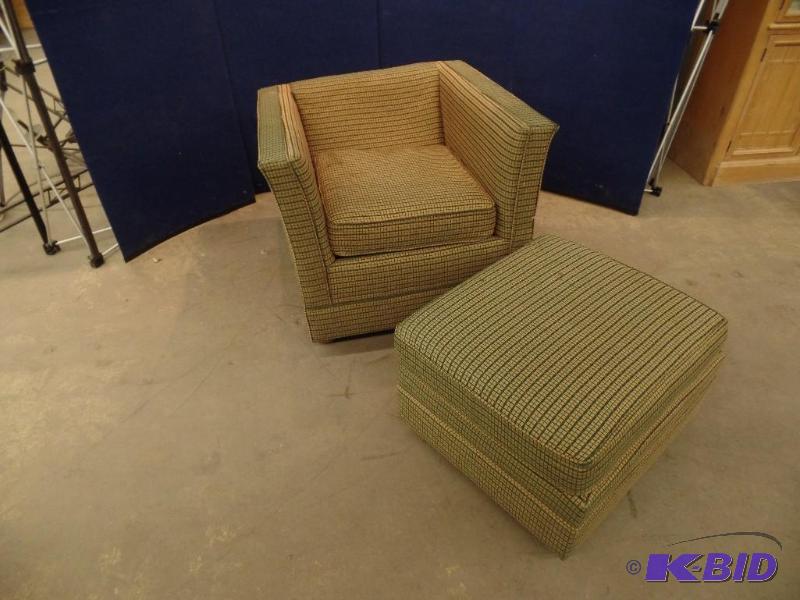Stuart Clark Upholstered Chair and Ottoman