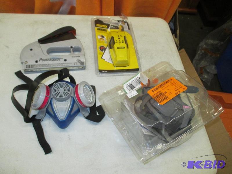 Staple gun, stud finder, paint mask