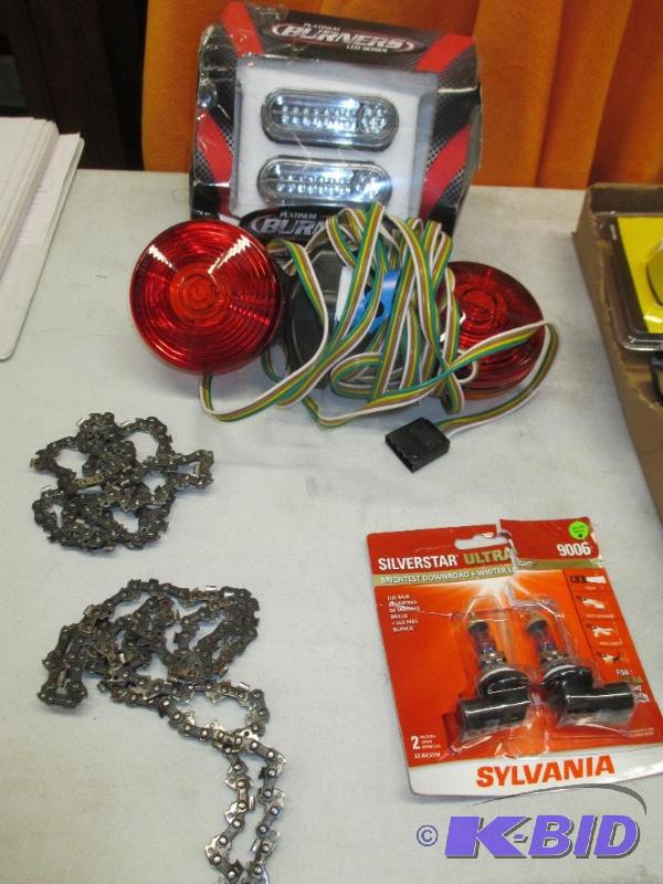Trailer tow lights and 2 small chains