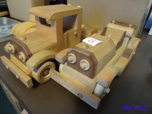 lot 133 image: Lot of 3 wooden vehicles, longest is about 14...