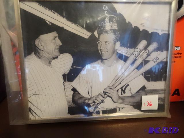 lot 136 image: Vintage framed baseball picture...