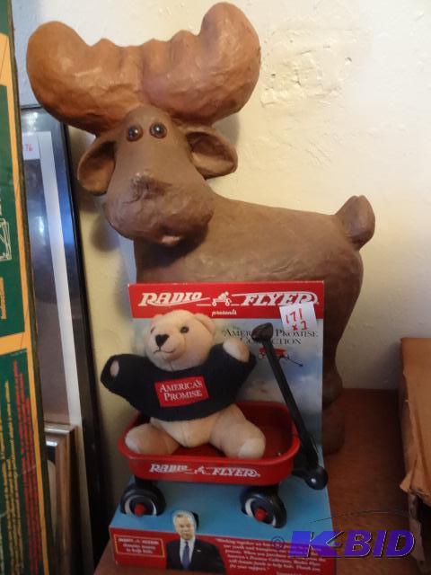 lot 171 image: 2 collectible Radio Flyer wagons with figurin...